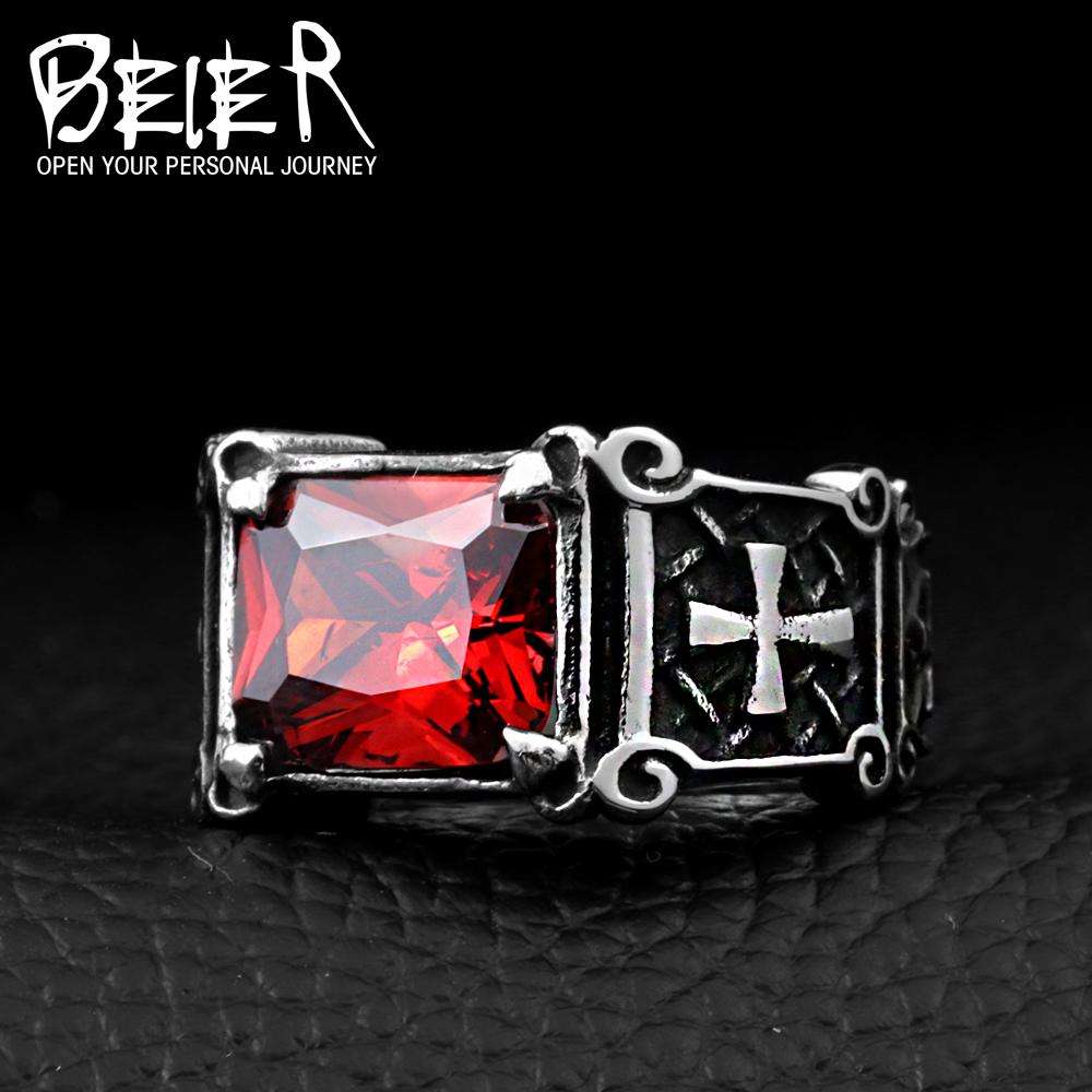 New Store 316L Stainless Steel High Quality Gem Ring Lots Vintage Fria Men's Ring with Colorful Stones Jewelry