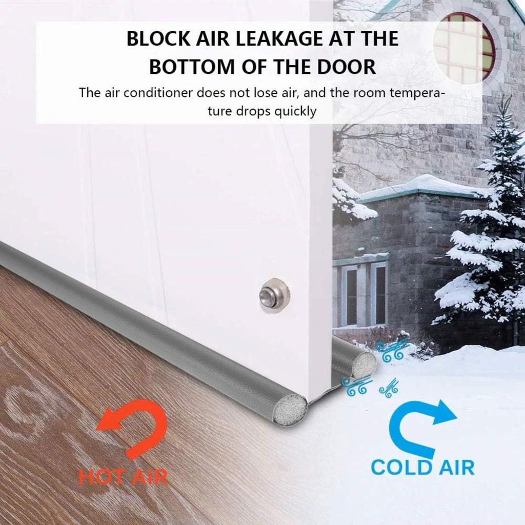 Double Sided Under Door Seal Insulation Foam Draft Excluder, Anti Collision Soundproof, Stop Cold Air and Insects, 96cm, Grey