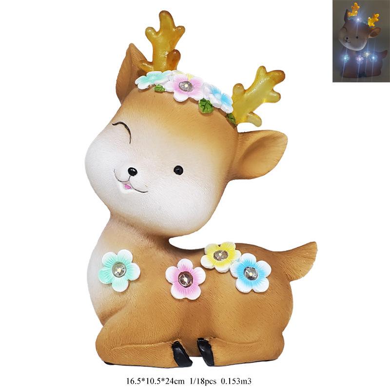 

JYL TS/198,Cartoon Cute Resin Deer Figurine Solar Light Creative Garden Decor Light Festival Gift One Size королівський фуксії кольору