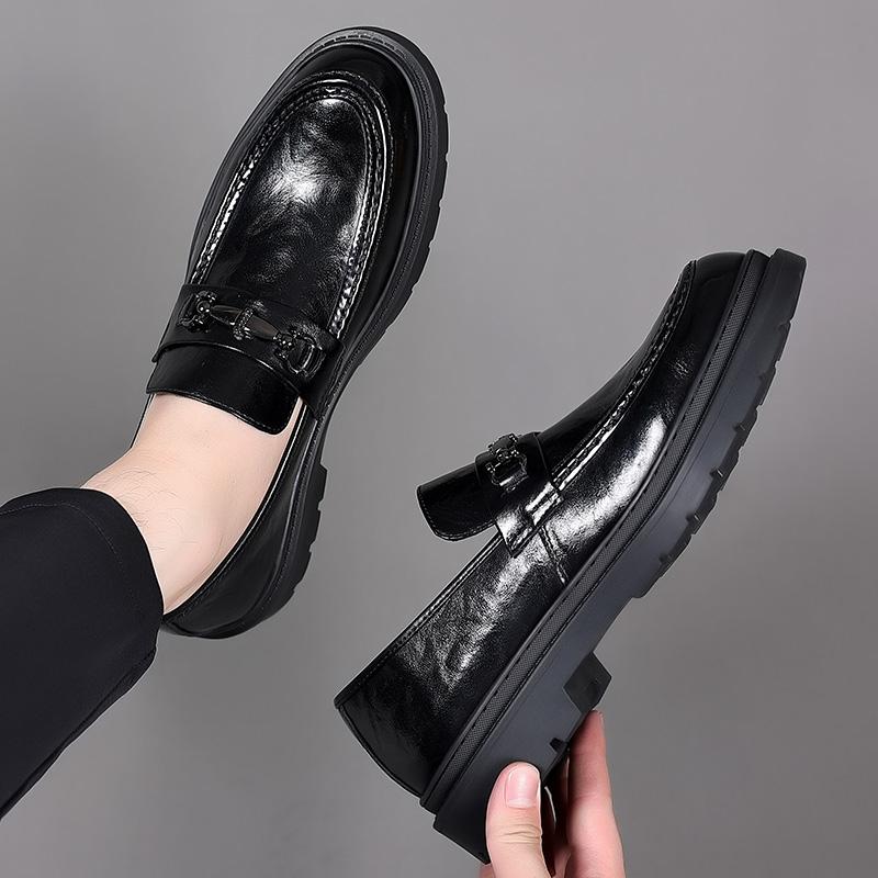 Four Seasons Men's Leather Shoes Classic Gentleman Style Daily office Outdoor leisure party business walking thick soled loafer