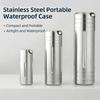 Portable Waterproof Pills Box Stainless Steels Pocket Keychain Pills Holder Light Weight Travel Case Medicine Bottles