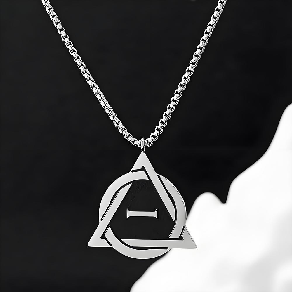 Men Therian Stainless Steel Necklace New Therian Pride Symbol Geometric Pendant Neck Chain Punk Jewelry Gifts