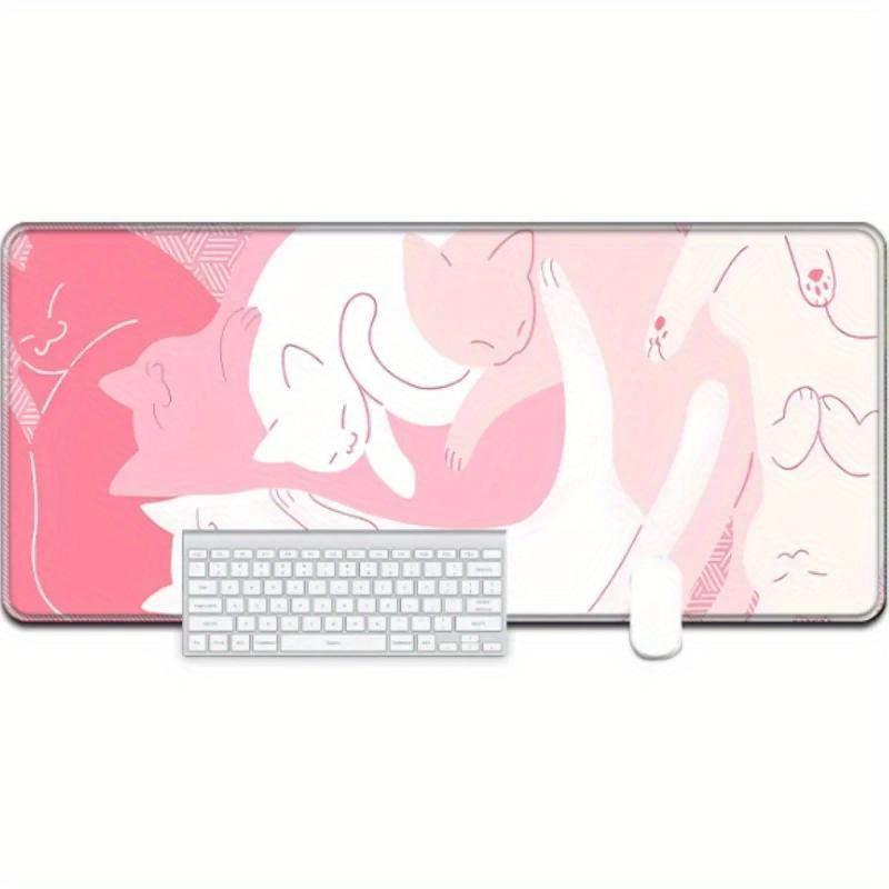 Tappetino Mouse Grande Gatto Rosa Kawaii, Tappetino Mouse da Gioco Carino, Accessori da Scrivania Rosa Antiscivolo, Molto Adatto per Giocatori e Uso in Ufficio