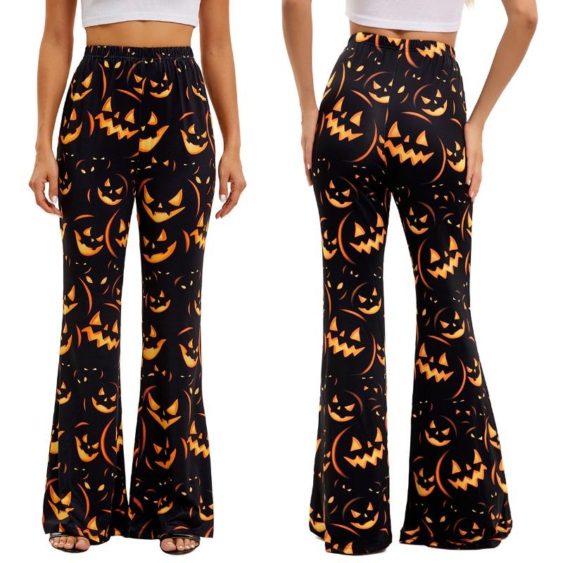 Halloween Pumpkin Witch Dark Witch Costume Set Off-Shoulder Mesh Sleeves Shapewear Pumpkin Trumpet Pants