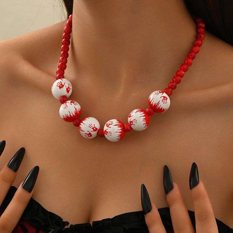 Halloween Necklace Bracelet Exaggerated Niche Dark Wind Trend Bat Pumpkin Eye Beaded Bracelet