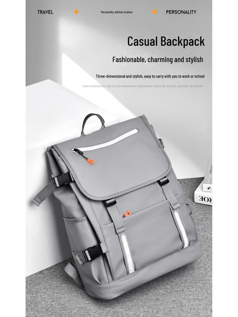 High-Capacity Reflective Casual Backpack with Multifunctional Design