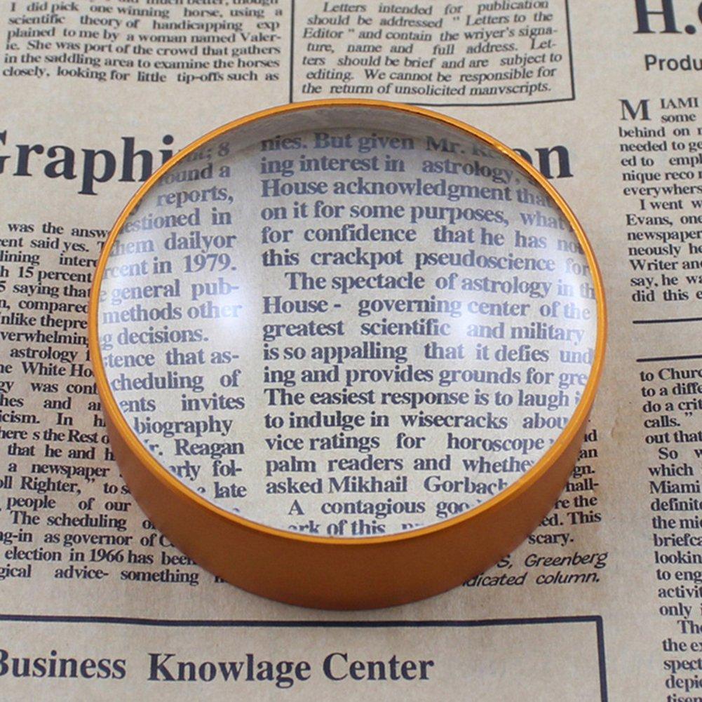 Magnifying 4x 72mm Lens Semicircular Crystal Tabletop Magnifying Glass for and Stylish Desk Birthday Celebration Gold Glass, Magnification, Diameter,