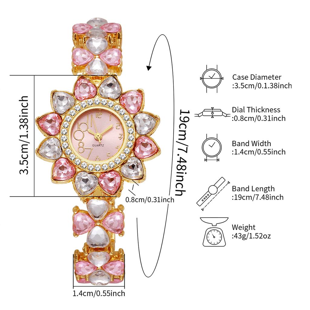 4pcs/set Women's Gift Watch Romantic Creative Pattern Dial Trendy Temperament Elegant Quartz Watch (Box Not Included)
