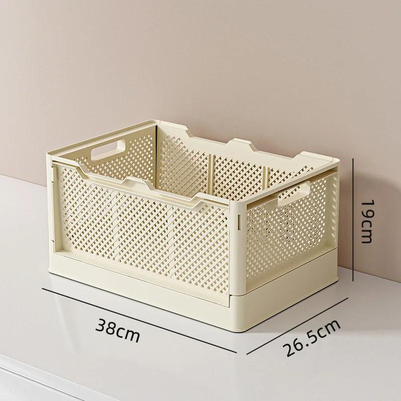 Desktop Book Storage Basket Stackable Large Capacity Folding Storage Box for Sundries Organizer Portable Storage Bin with Handle