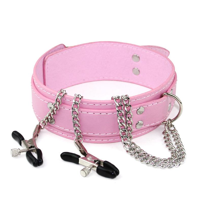 Colliers en cuir et pinces à tétons, colliers de bondage érotiques, jouets sexuels pour seins, esclaves BDSM, couples féminins, flirt, adultes