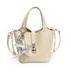 Korean High-end Sense Simple Niche Handbag Women's 2025 Summer New Versatile Lychee Pattern Messenger Bucket Bag