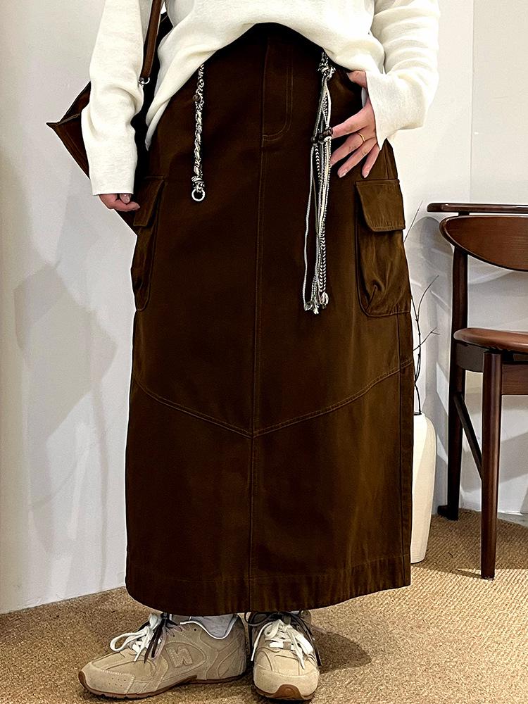 

Plus Size Versatile Straight Skirt for Women - Winter 2025 Workwear XXXXL (90-100 kg) кофейный
