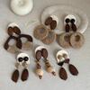 Bohemian Retro Straw Woven Wooden Stud Earrings Collection: Vacation Style Fashion Trend Jewelry