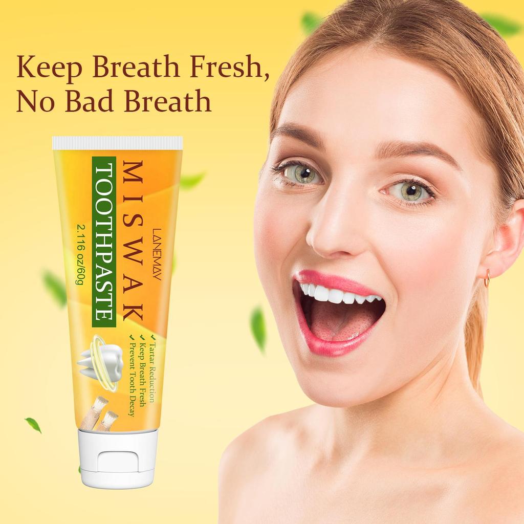 Miswak Toothpaste - Remove Teeth Surface Stains By Brush, Cleaning Teeth and Keep Breath Fresh,Gentle & Safe or Use,60g