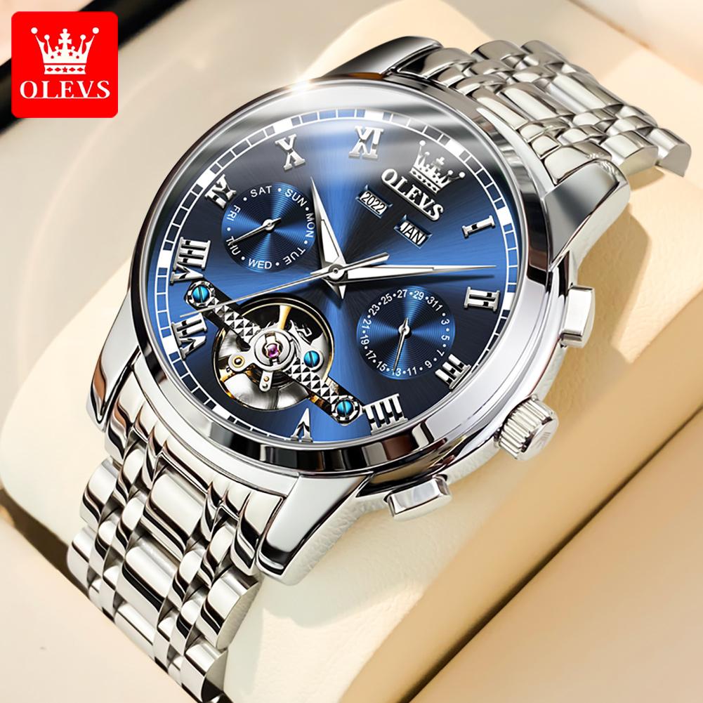 OLEVS Neue Uhr Automatische mechanische Uhr Multifunktions-Herrenuhr mit großem Zifferblatt
