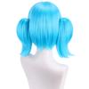 Peluca Azul para Cosplay de Sally Face, Cabello Corto de Anime, Sintética para Fiesta, 2 Coletas