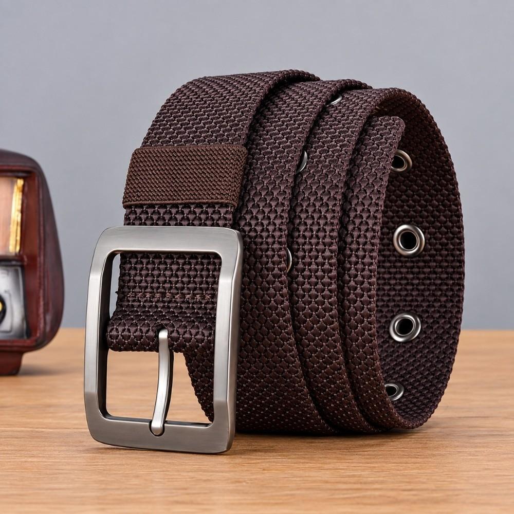 3.8cm Wide Woven Fabric Belt 120cm Length Casual Trouser Belt  For Jeans Trousers