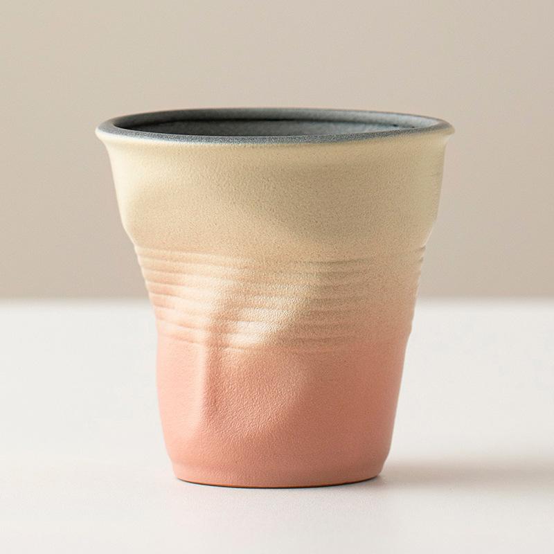 

Coarse pottery espresso cup creative ceramic hand pinch pleated cup irregular origami cup retro latte cup teacup medium 250ml
