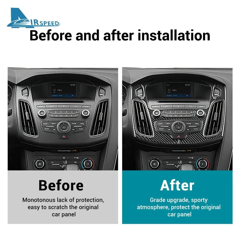 Echter Weicher Karbonfaser-Aufkleber für Ford Focus SE RS ST Ecoboost 2015 2016 2017 2018 LHD RHD Auto Mittelkonsolen-Panel Zubehör