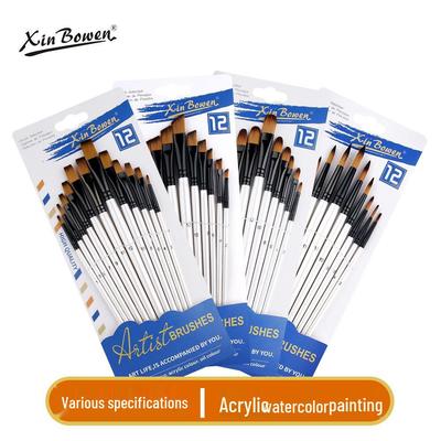 Kinder 12-teiliges Nylonhaar-Pinselset für Aquarell- und Ölmalerei