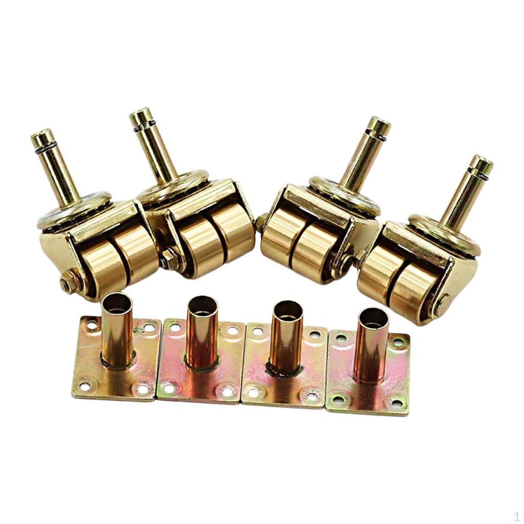 4 Brass Piano Casters for Pianos, Metal Parts, Easy Assembly, Spare Part, Tuning Tool