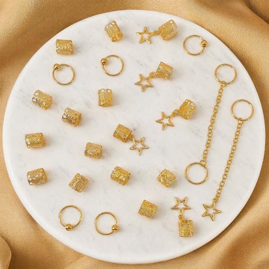 32Pcs Dreadlock Hair Accessories, Hip-hop Style Hair Charms, Star Chain Pendants Hair Beads Rings for Styling Daily Festivals Parties