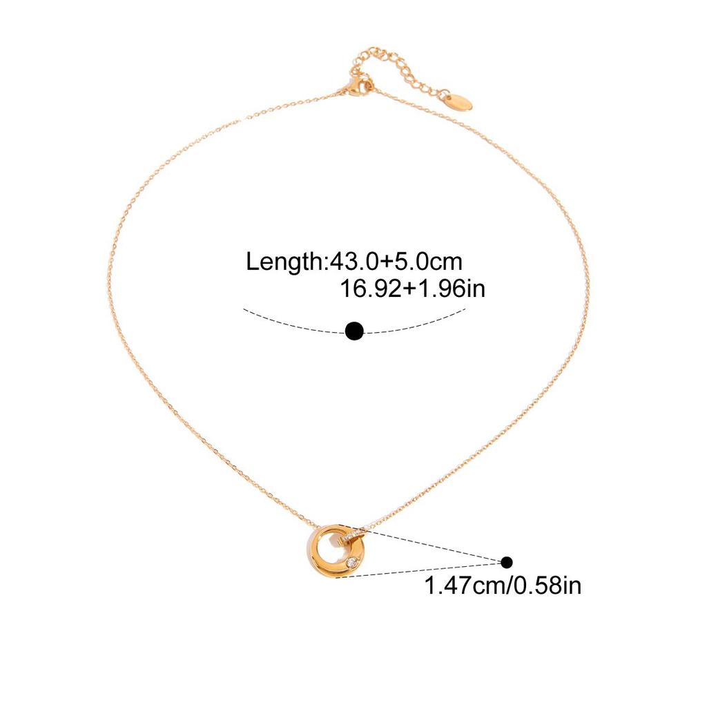Yori Simple Versatile Stainless Steel Necklace With Interlocking Circles for Women Holiday Fashion Accessories Jewelry Waterproo
