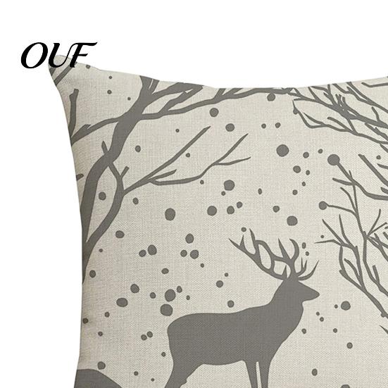 Clear Print Double Sided Cases Christmas Snowflake Cushion Cover, Holiday Throw Pillow Case, 18x18 Red And White Elk Cover Inch Decorative for