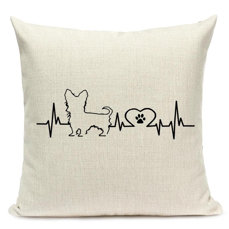 Black and White Animal Cushion Cover Dachshund Dog Shapi Dog Wave Heart Print Sofa Decorative Pillow Case