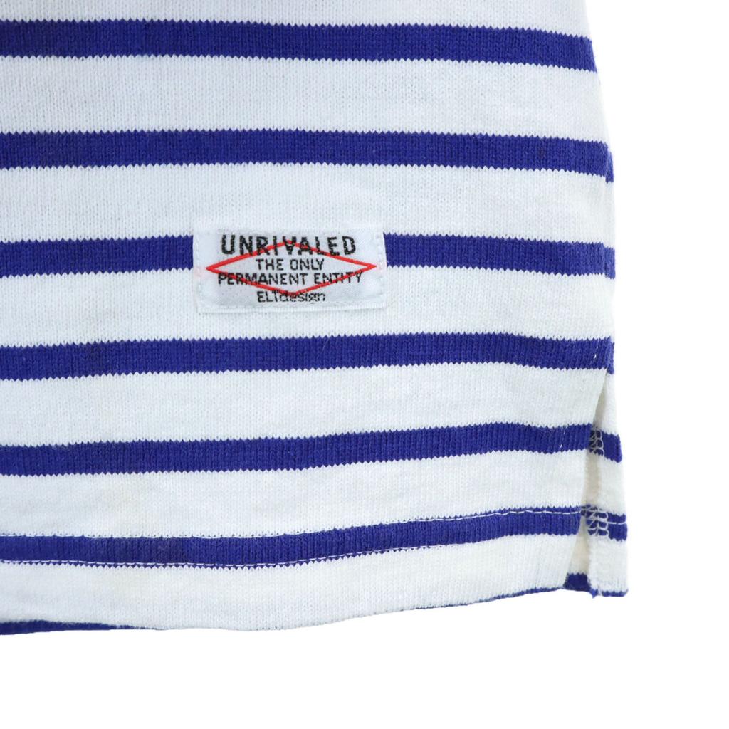 UNRIVALED made in Japan Border Pattern 7 minutes sleeve Basque shirt 2 Men's Used