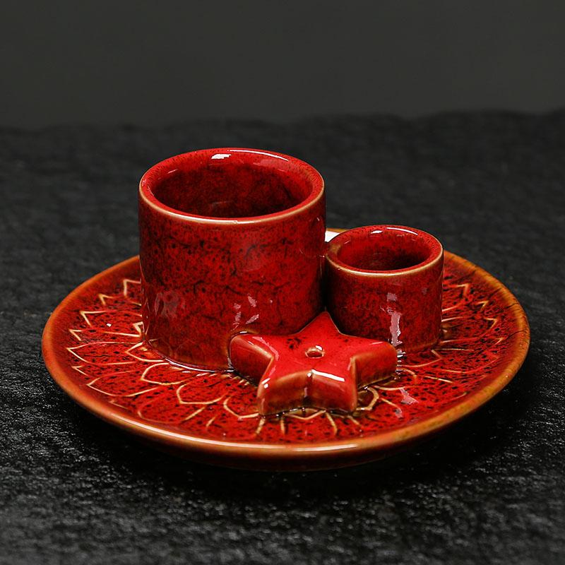 1pc Ceramic Incense Burner Set - 4-in-1 Handcrafted Incense Stick & Palo Santo Holder with Smudging Tray, Elegant Bohemian Decor