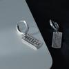 Simple Retro Square Brand English Letter Earrings Female Japanese Style Rectangular Simple Versatile Student Ear Buckle