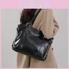 Large Capacity Vintage Pu Tote Bag Stylish Street Fashion In Black Coffee Brown