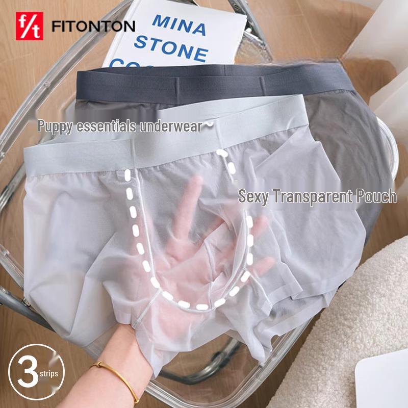 FitonTon Men's Ice Silk Seamless Underwear 3-Pack