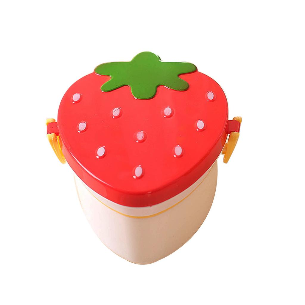 Bento Pranzo Scatola Doppio Strato Forma Fragola Contenitori Cibo con Posate Bambini