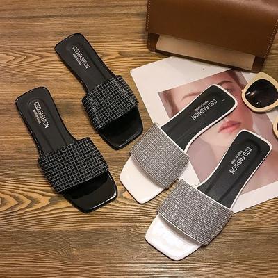 Mules plates Crystal One-line, Chaussures pour femmes décontractées et à la mode pour usage domestique