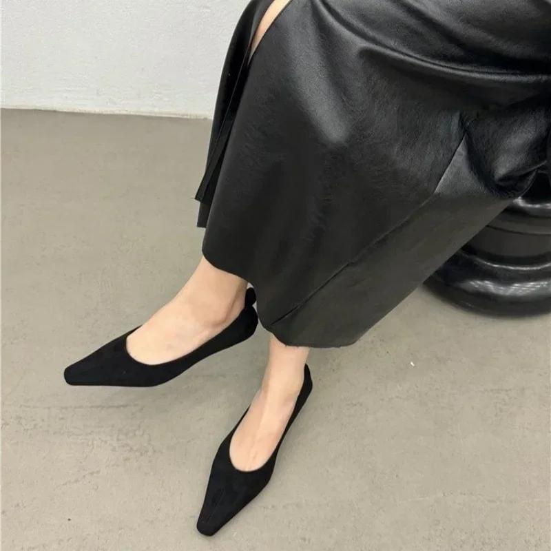 Fashion Flock Women Loafers Black Beige Brown Shallow Slip On Low Heeled 2025 New Arrivals Autumn Spring Dress Shoes Party Dress Loafers