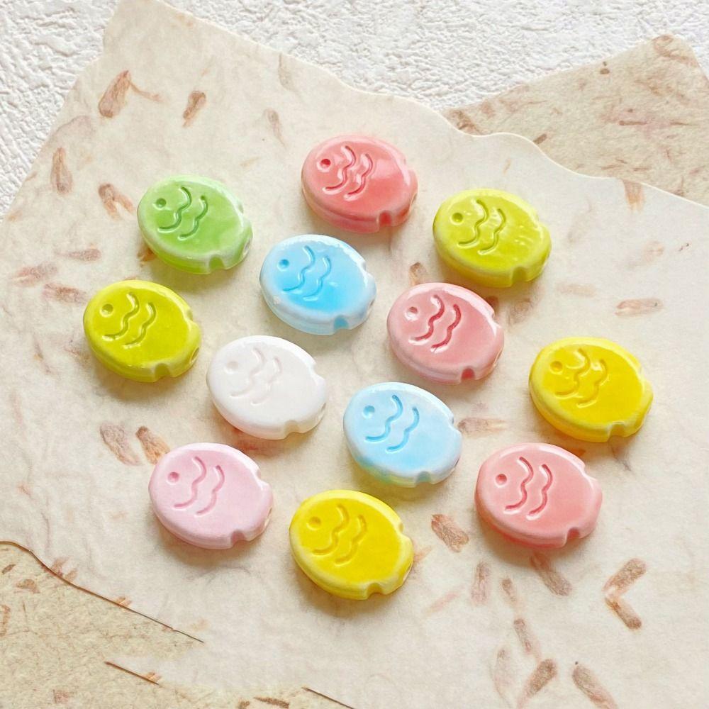 10pcs Fish Shape Spacer Loose Beads Ceramic Jewelry Making Material Taiyaki Ceramic Beads  Women