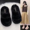 Fashion Woman Furry Ladies Faux Fur Luxury Fluffy Plush Slipper House Soft Fuzzy Girl Platform Indoor Flat Casual Sabot Round Toe Winter