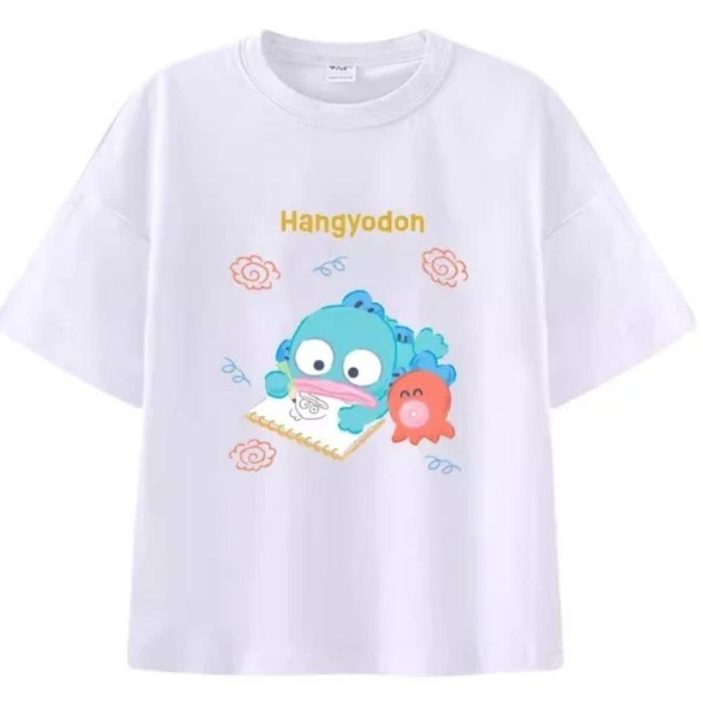 

Sanrio 2026 Summer Comic Form Hangyodon Image Printed Casual T-shirt Adult Children Parent-child Top Casual Wear. 110