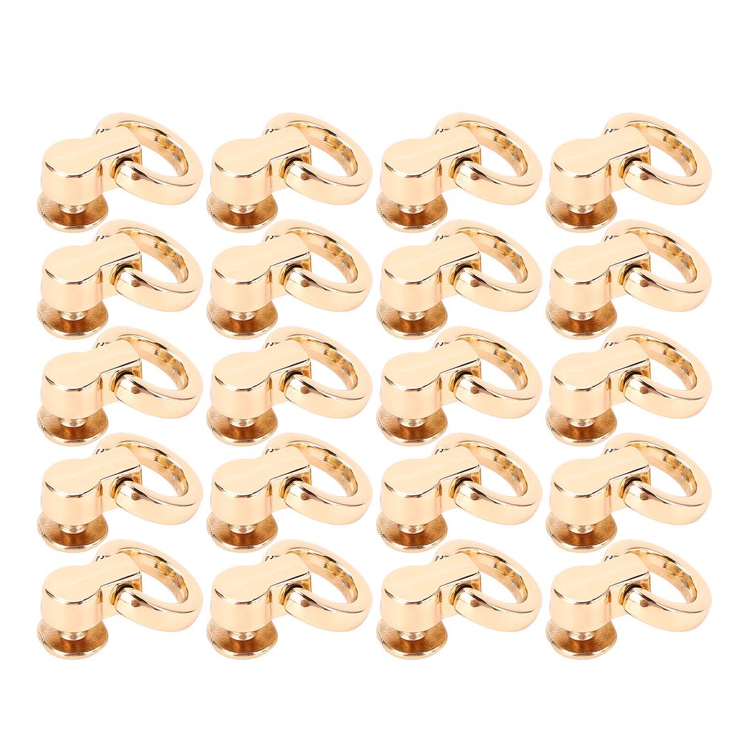 20Pcs D Ring Rivets 13x7mm 360 Degree Rotation Screw Stud Rivet for DIY Leather Collar Belt Handbag Pants Gold