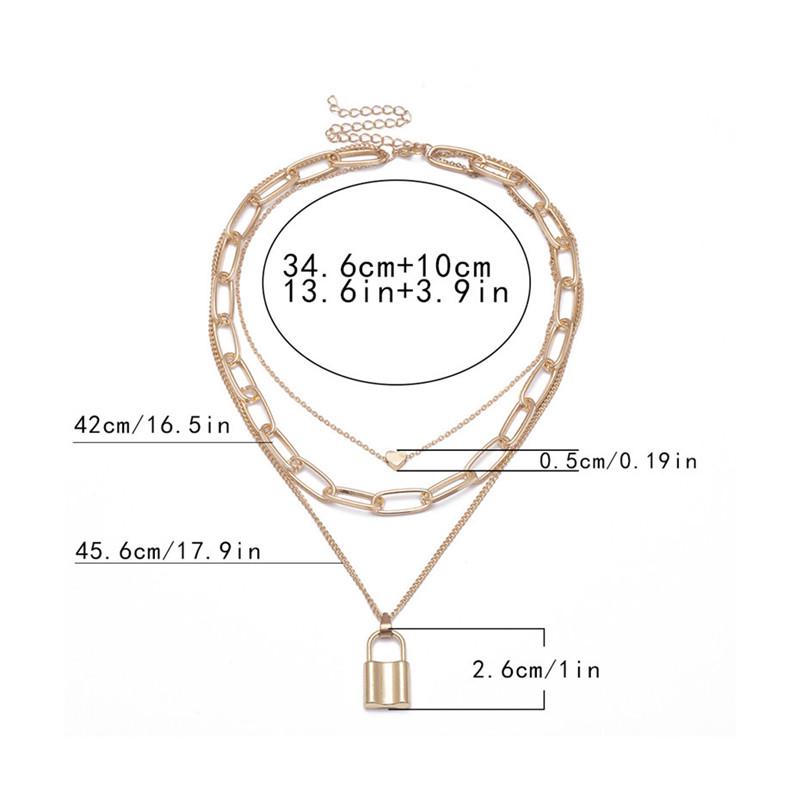 Mehrschichtiger Liebesschloss-Anhänger Choker Mode Steampunk Vorhängeschloss Herz Kettenhalskette Damenschmuck