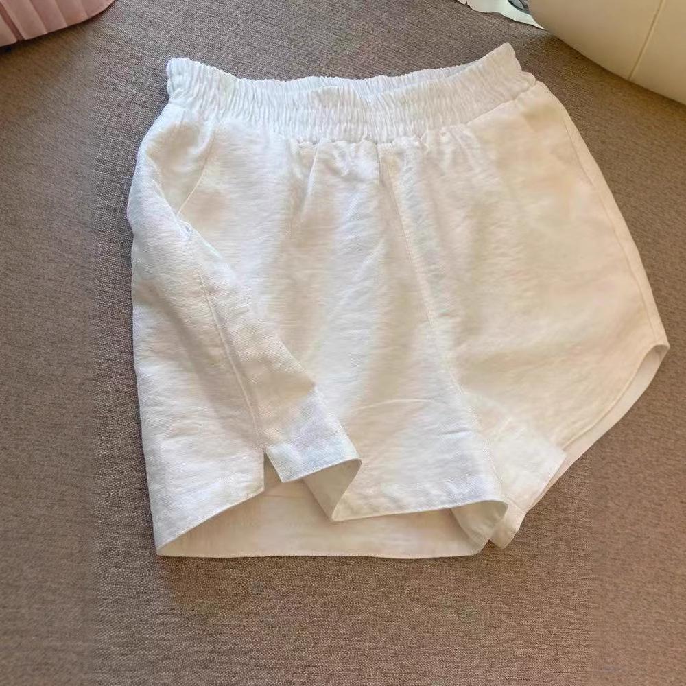 Women's White Breathable A-line Shorts - Slimming, Loose, Wide Leg, Petite, Casual Summer Pants
