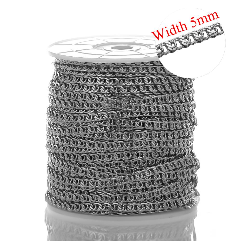 1meter Stainless Steel Flat Link Chain Gold Color  Italian Chains for DIY Jewelry Making Bracelet Findings Necklaces Supplies