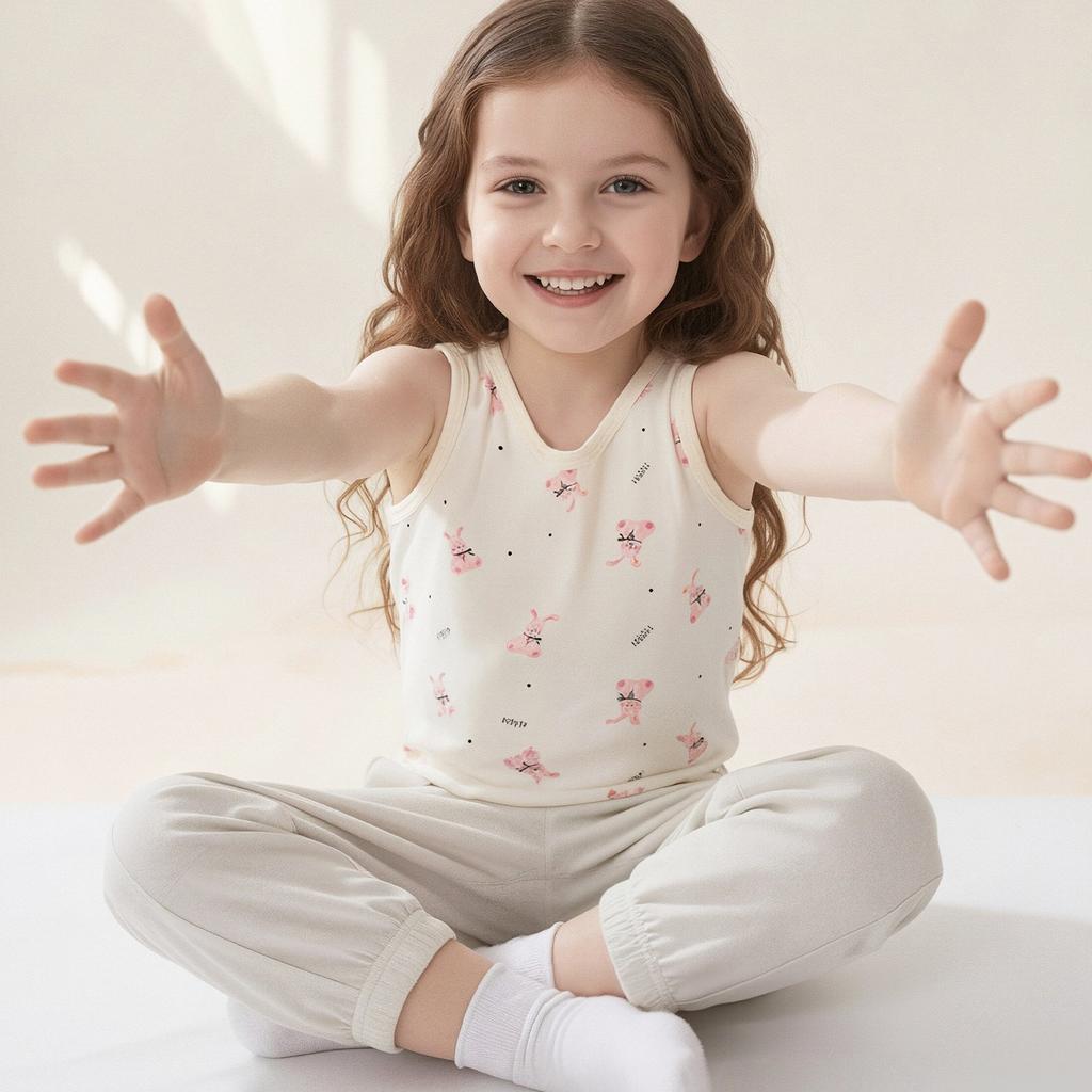 Summer Children's Pure Cotton Vest, Pure Cotton Class A Children's Thermal Vest, Sleeveless Bottoming Underwear for Men, Women and Older Children