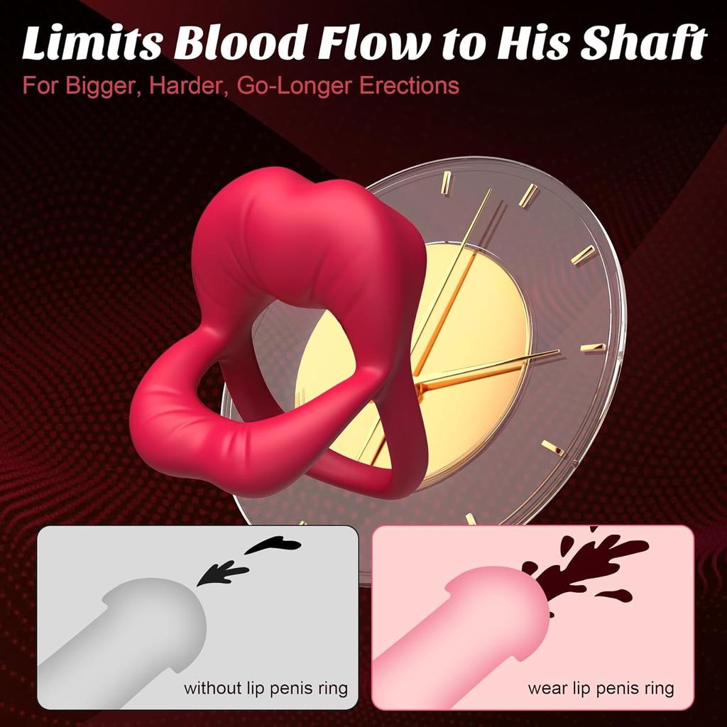 Mouth Clitoral Vibrator Penis Ring, APP Penis Ring Couple Pleasure Sex Toys, Male Female, Male Female Couple Sex Toys with G Spot Clitoral Vibrator