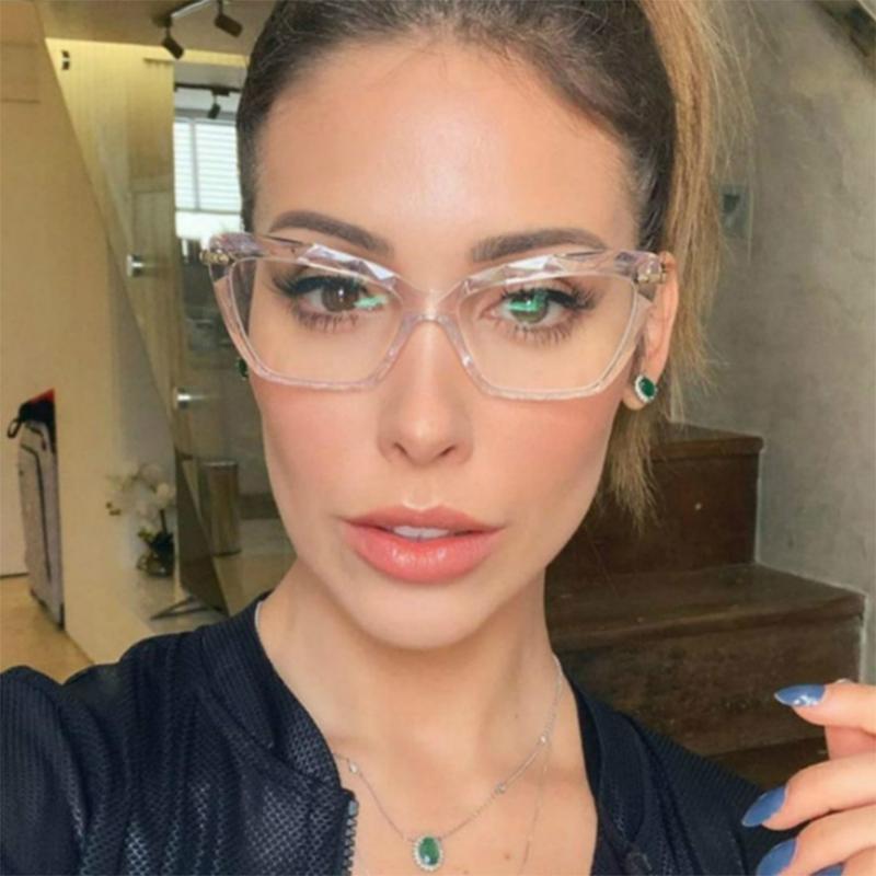 Crystal Multi Faceted Frame Clear Lens Glasses Square Simple Myopia Nerd Spectacles Degree -0.5 -1.0 -2.0 -3.0 -4.0 to -6.0