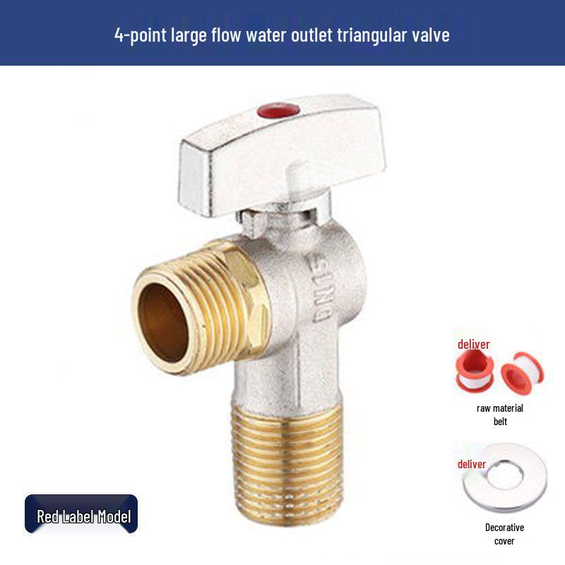 Universal All-Copper Gas Water Heater Valve: Hot/Cold Flow, 4/6 Point Angle Stop & Triangle Valve