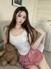 Summer 2025 Women's Sexy Slim Irregular Top & Pink Shorts Set
