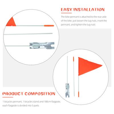 Bike Flags Pole Set High Visibility Bicycle Safety Flag Fiberglass Pole Bike Trailer Flag Mounting Bracket Kids Outdoor